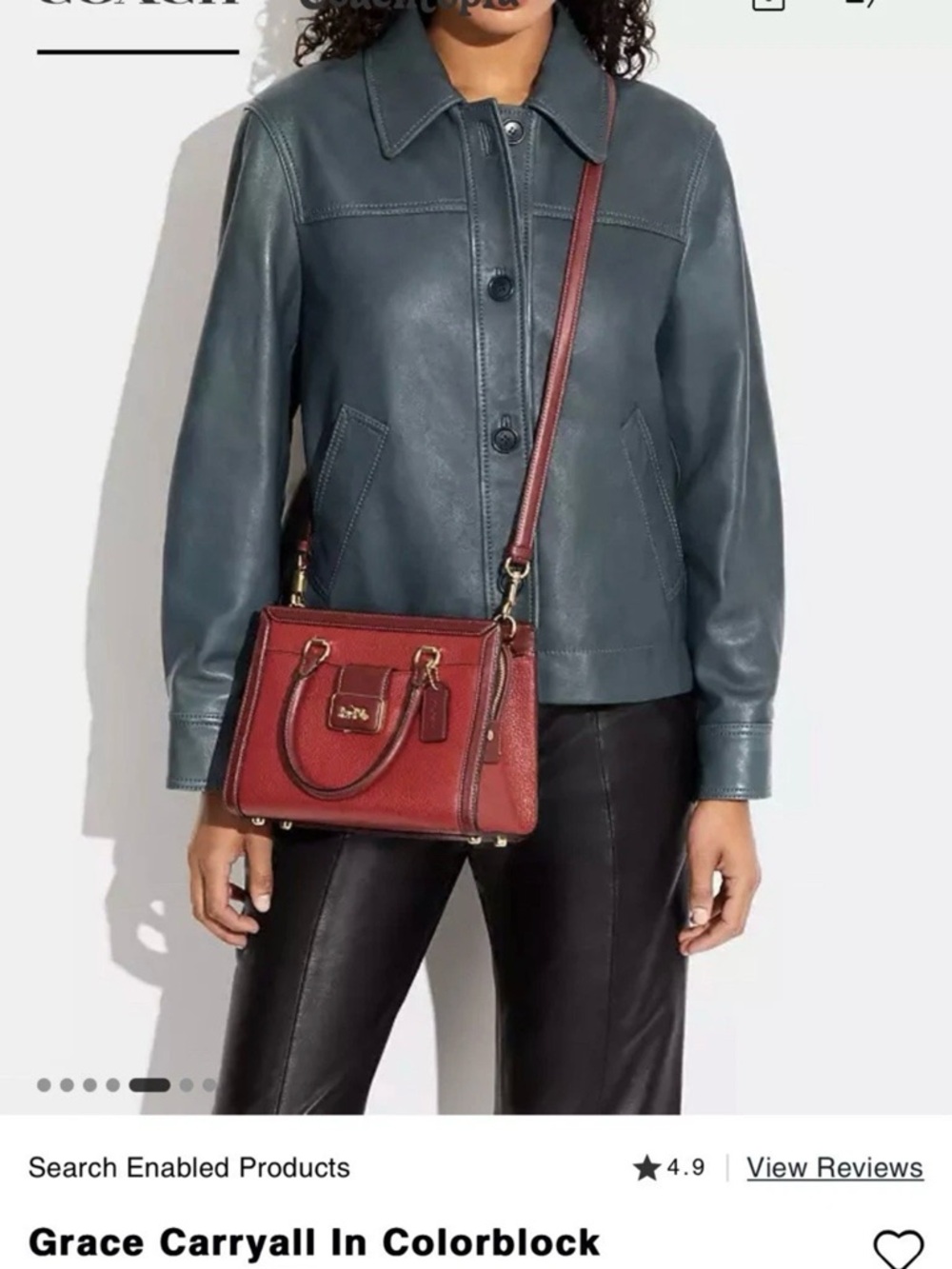 Coach Grace Carryall Colorblock Satchel - Burgundy/Red